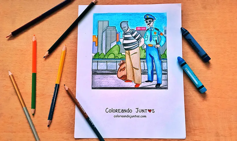 Dessin de policier colorié par Colorions Ensemble