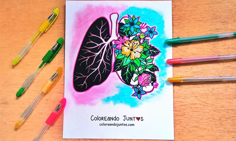Dessin de poumons colorié par Colorions Ensemble