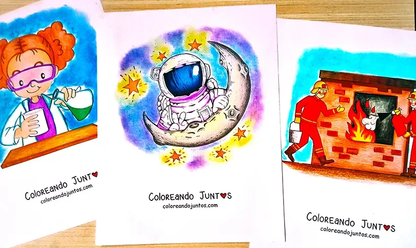 Coloriages de métiers réalisés par Colorions Ensemble