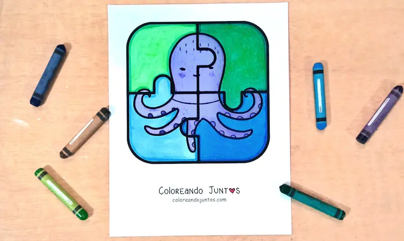 Dessin d'un puzzle colorié par Colorions Ensemble