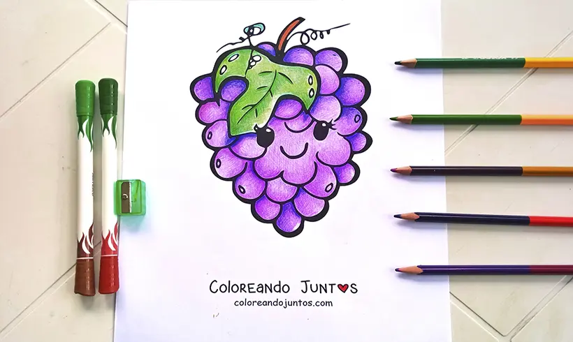Dessin de raisins coloriés par Colorions Ensemble