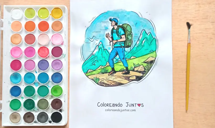 Coloriage de randonnée colorié par Colorions Ensemble