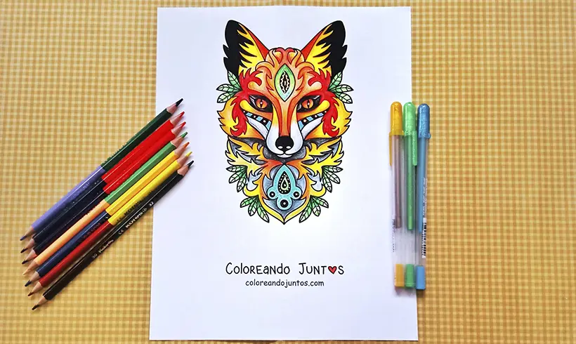 Dessin de renard colorié par Colorions Ensemble
