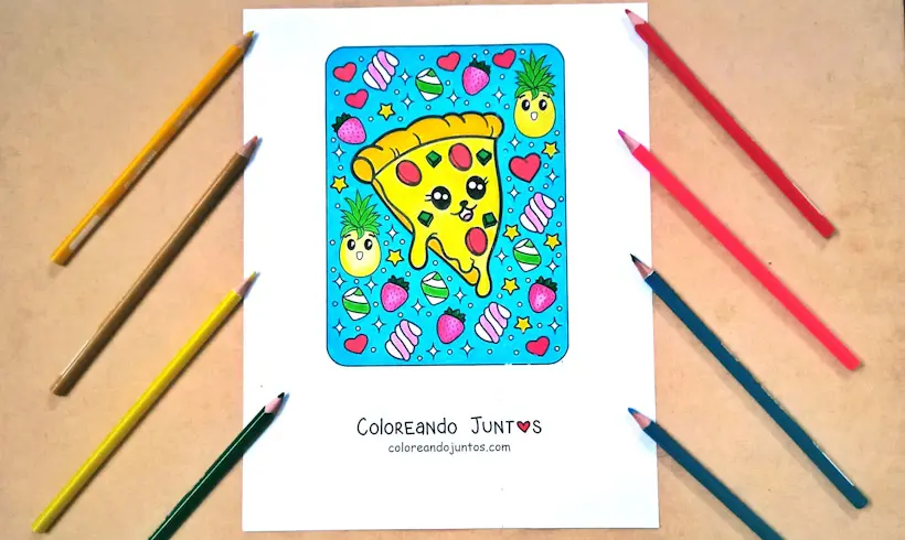 Dessin de nourriture kawaii colorié par Colorions Ensemble