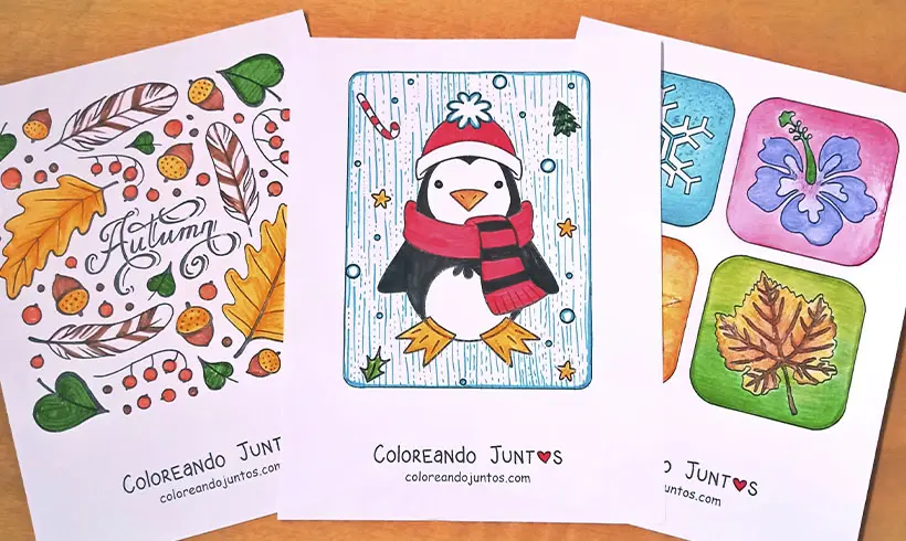 Dessins des saisons coloriés par Colorions Ensemble
