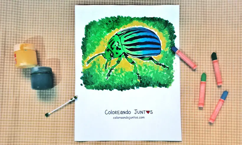 Dessin d'un scarabée colorié par Colorions Ensemble