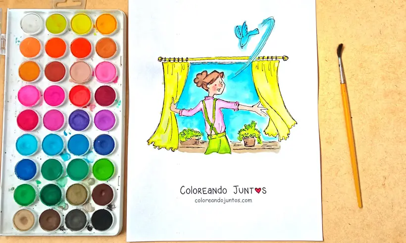 Dessin d’une fille qui se réveille colorié par Colorions Ensemble