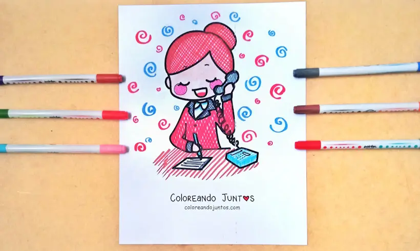 Dessin de secrétaire colorié par Colorions Ensemble