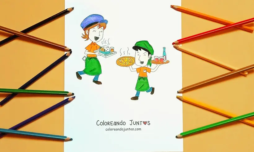 Dessin de serveurs coloriés par Colorions Ensemble