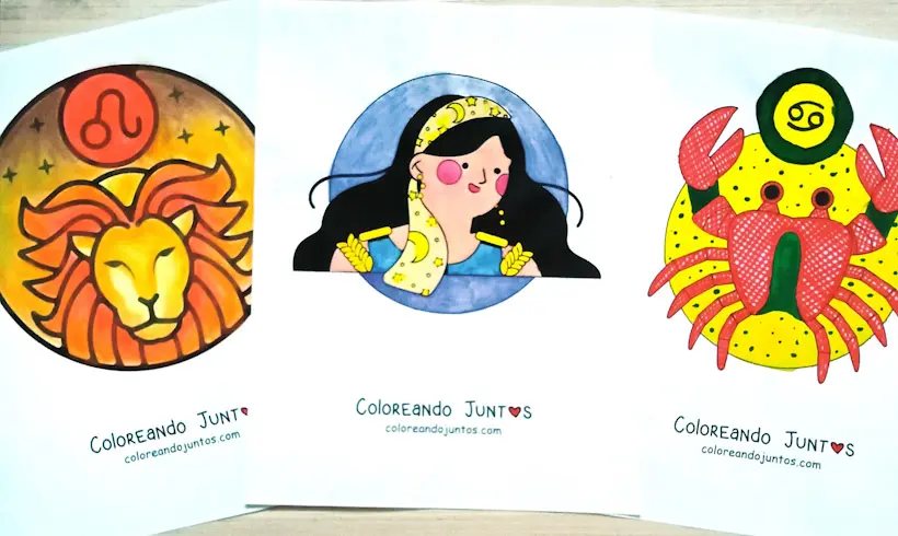Coloriages des signes du zodiaque réalisés par Colorions Ensemble