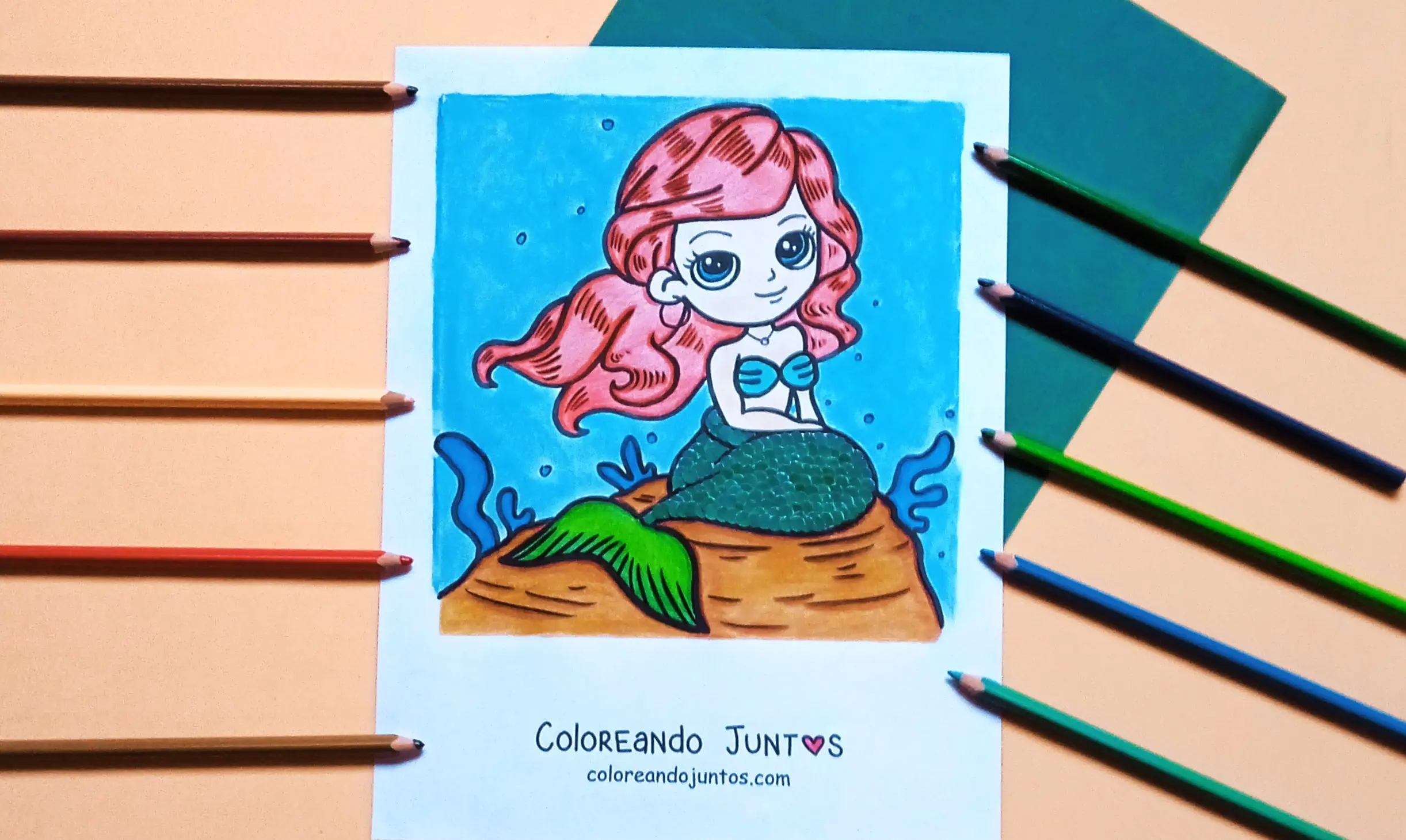 Dessin de sirène colorié par Colorions Ensemble