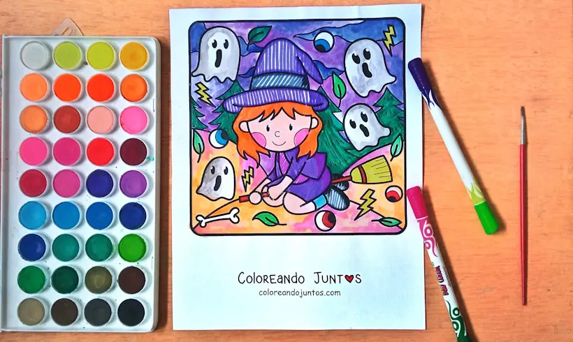 Dessin de sorcière colorié par Colorions Ensemble
