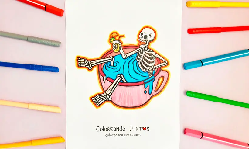 Dessin de squelette colorié par Colorions Ensemble