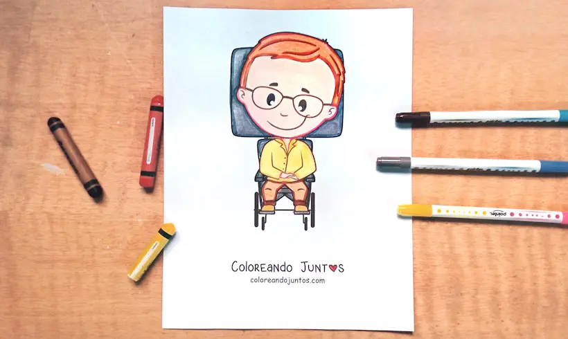 Coloriage de Stephen Hawking colorié par Colorions Ensemble