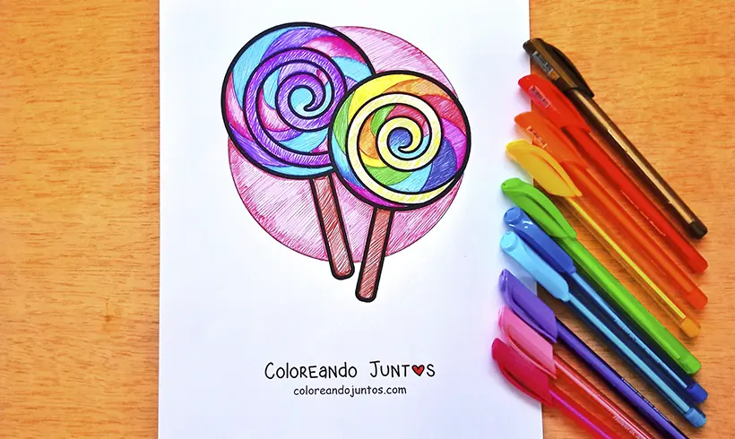 Dessin de sucettes colorié par Colorions Ensemble