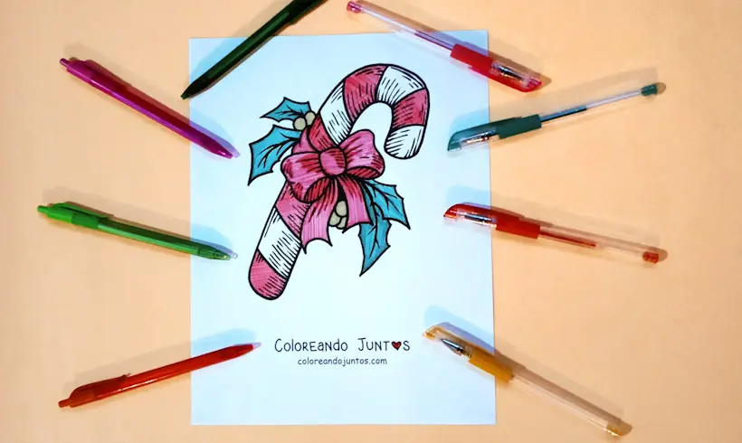 Dessin de sucre d’orge de Noël colorié par Colorions Ensemble