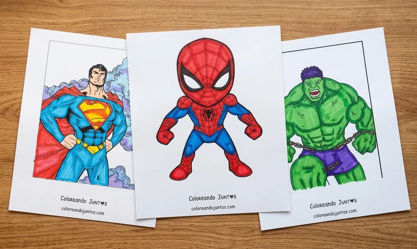 Dessins de super-héros coloriés par Colorions Ensemble