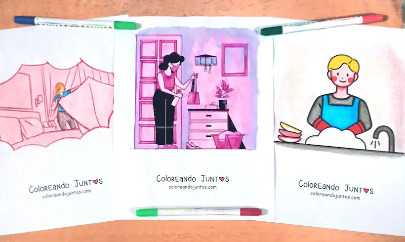 Dessins de tâches ménagères coloriés par Colorions Ensemble
