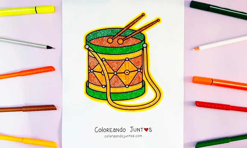 Dessin de tambour colorié par Colorions Ensemble