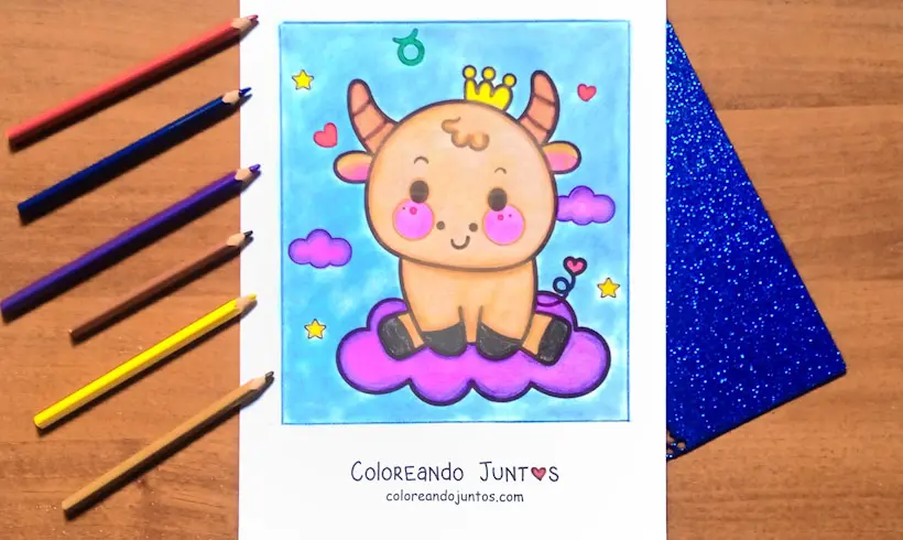 Dessin du signe Taureau colorié par Colorions Ensemble