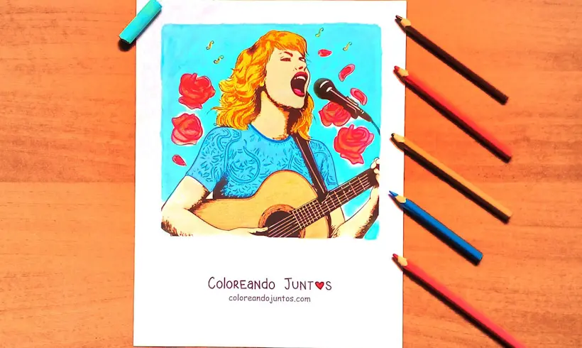 Dessin de Taylor Swift colorié par Colorions Ensemble