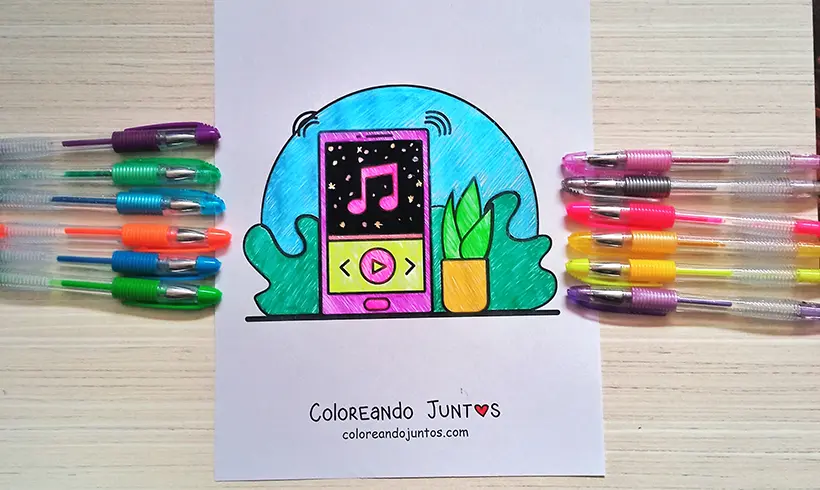 Dessin de téléphone portable colorié par Colorions Ensemble
