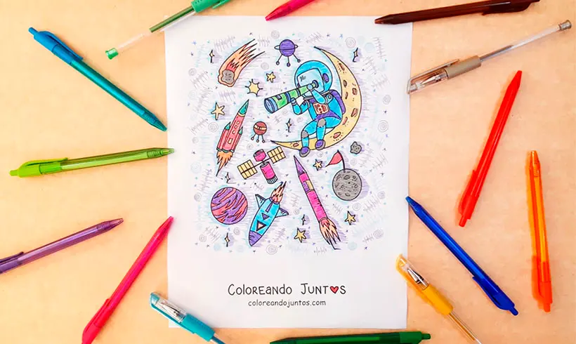 Dessin de télescope colorié par Colorions Ensemble