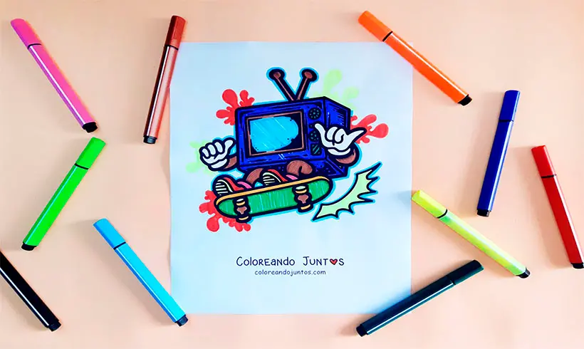 Dessin de télévision colorié par Colorions Ensemble