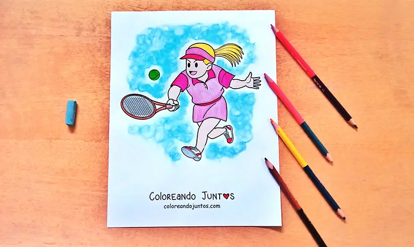 Dessin de tennis colorié par Colorions Ensemble