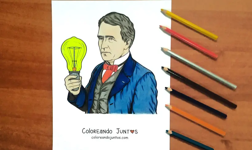Coloriage de Thomas Edison colorié par Colorions Ensemble