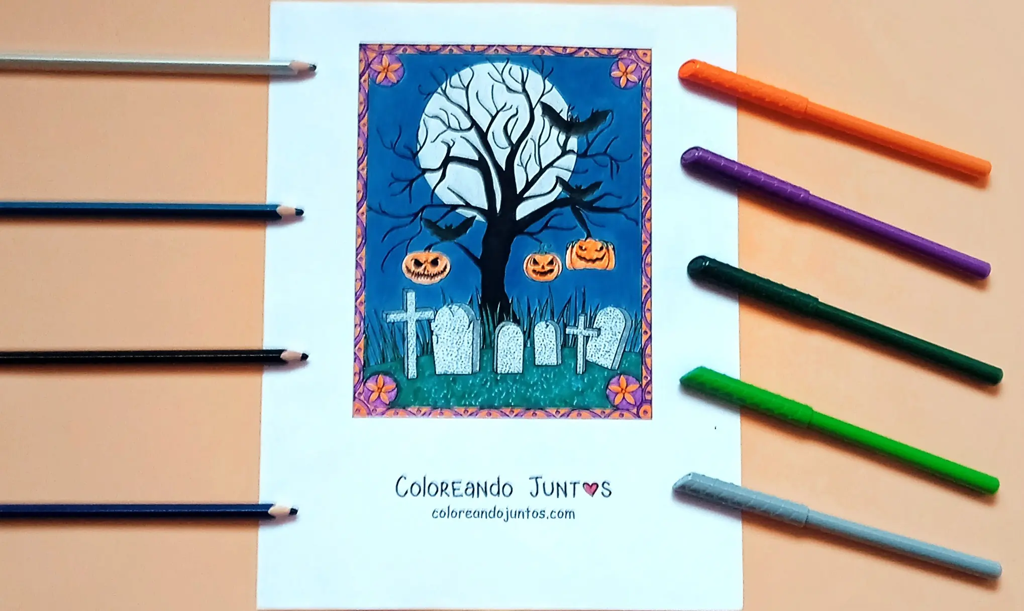 Dessin de tombes d'Halloween coloriées par Colorions Ensemble