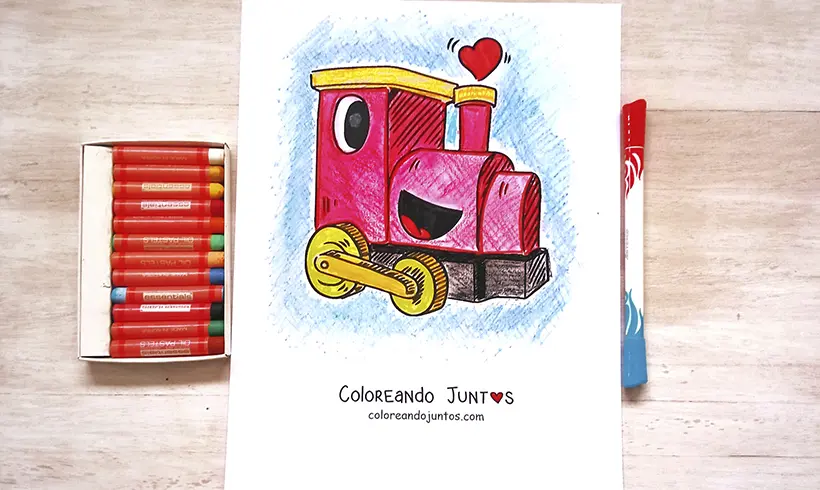 Dessin de train colorié par Colorions Ensemble