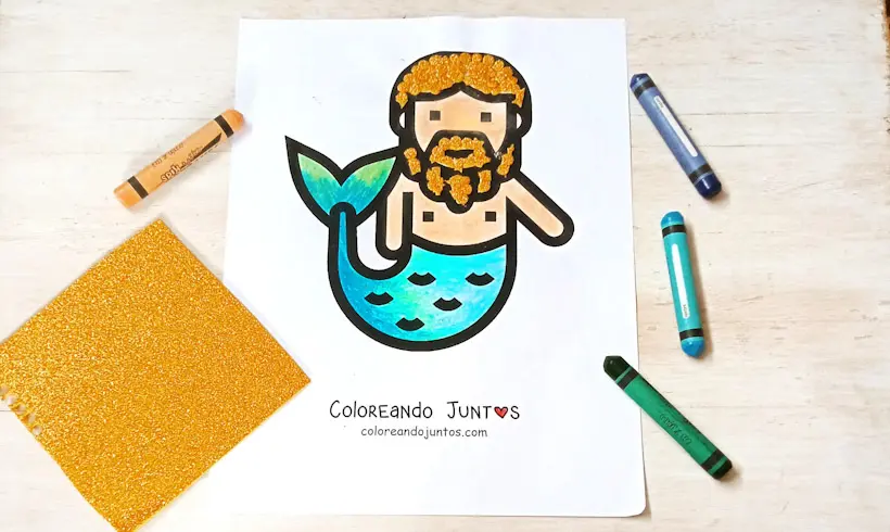 Dessin d'un Triton colorié par Colorions Ensemble