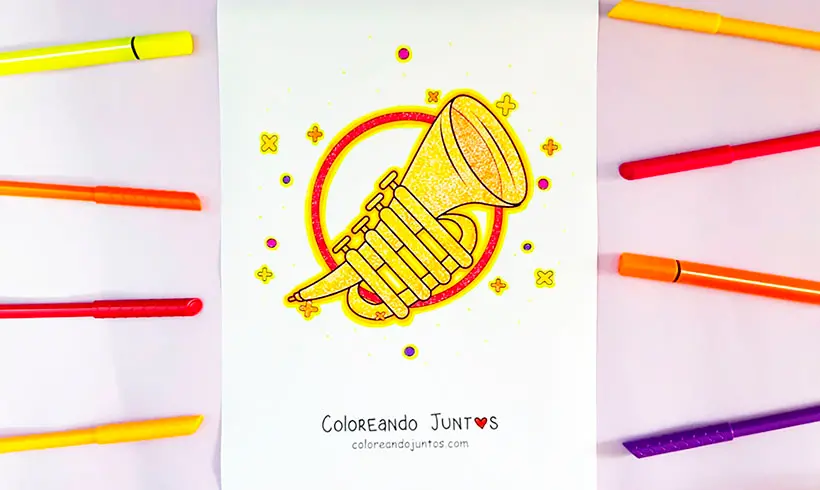 Dessin de trompette colorié par Colorions Ensemble