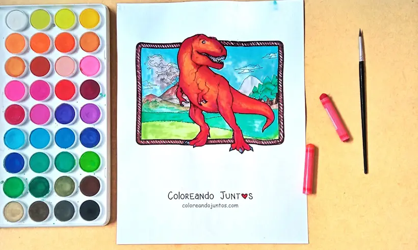 Dessin de Tyrannosaure Rex colorié par Colorions Ensemble