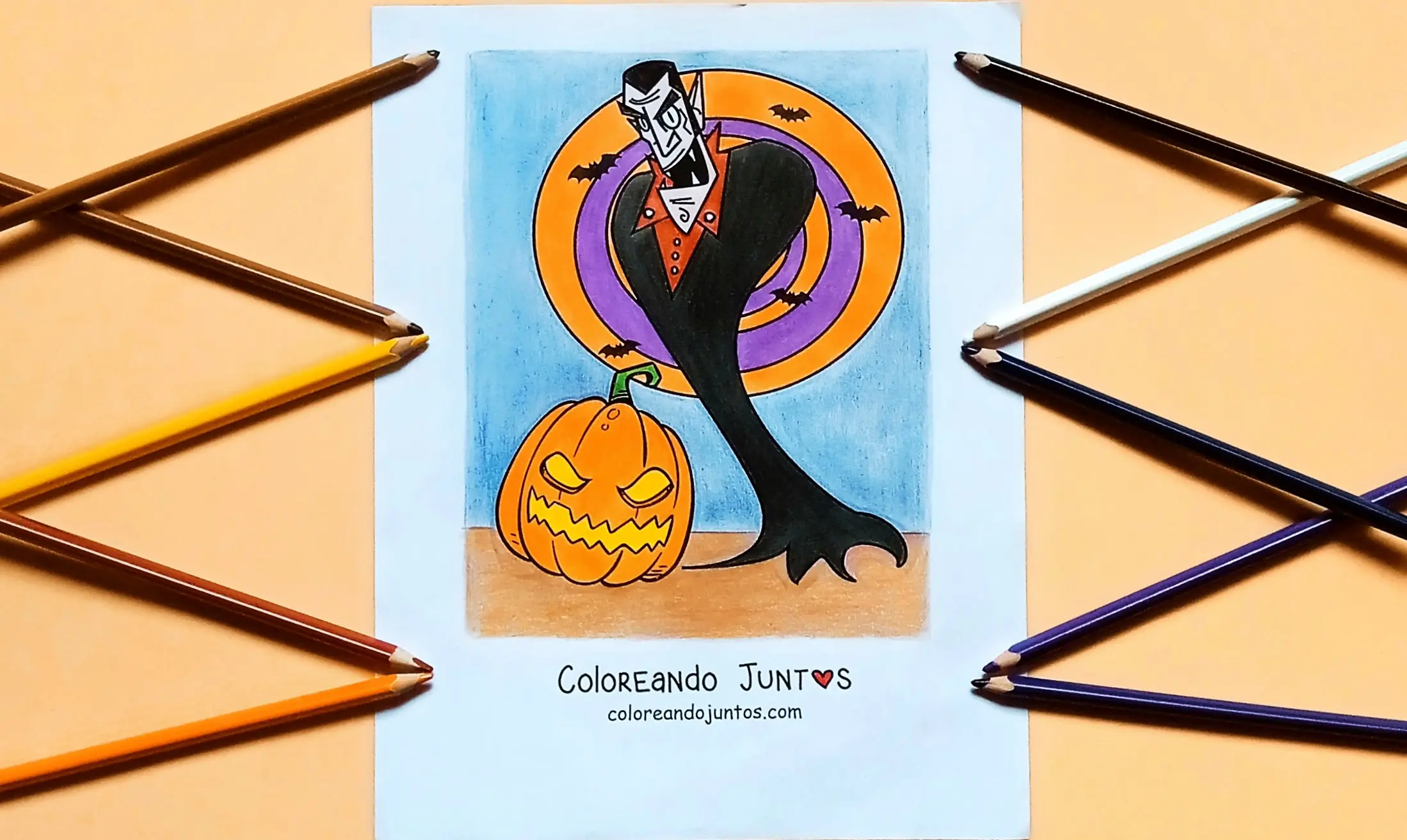 Coloriage de vampire colorié par Colorions Ensemble