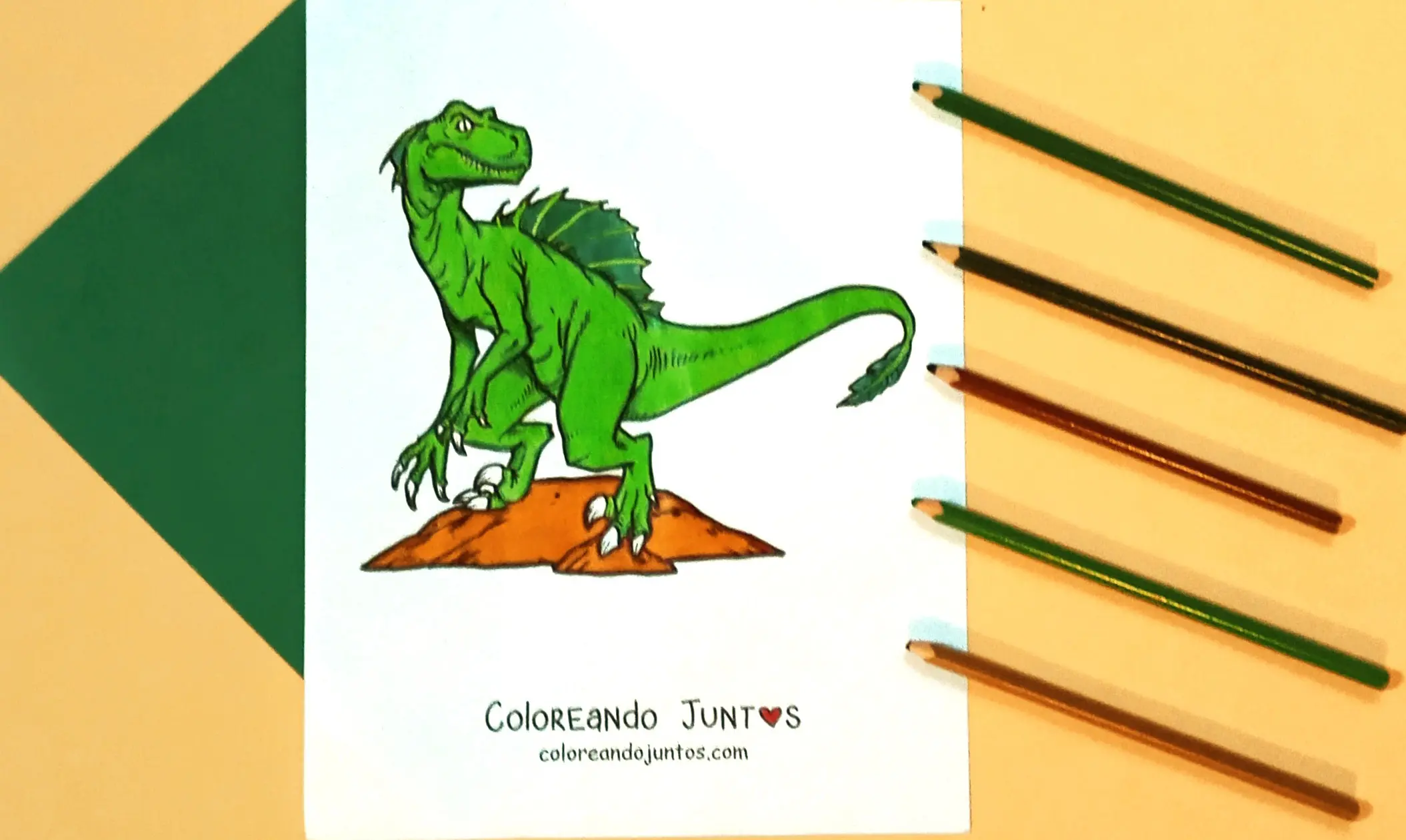 Dessin de Vélociraptor colorié par Colorions Ensemble