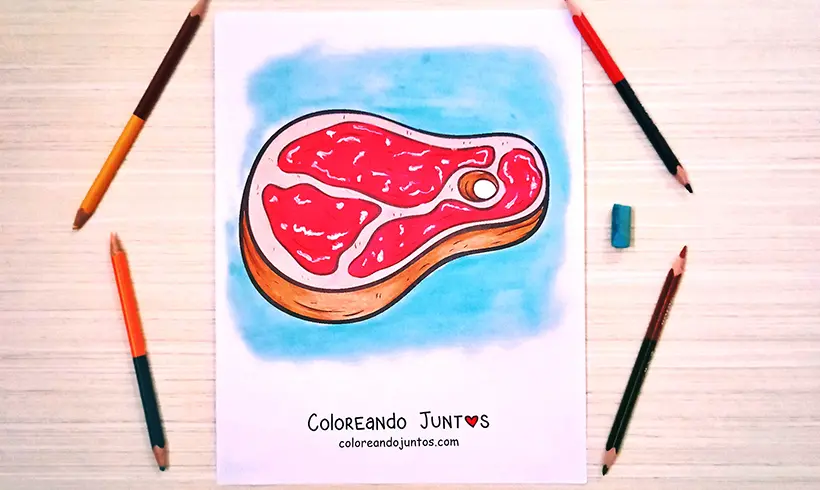 Dessin de viande colorié par Colorions Ensemble