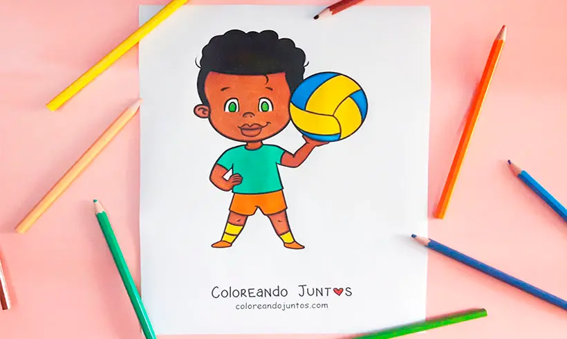 Dessin de volley-ball colorié par Colorions Ensemble