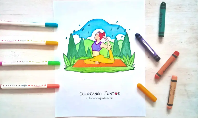 Dessin de yoga colorié par Colorions Ensemble