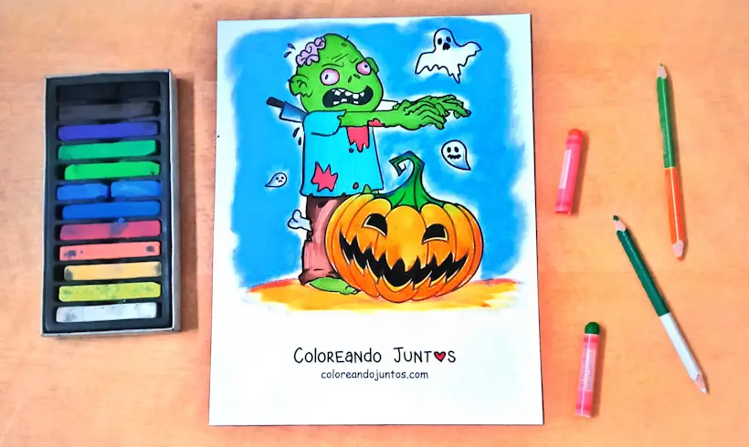 Dessin de zombie colorié par Colorions Ensemble