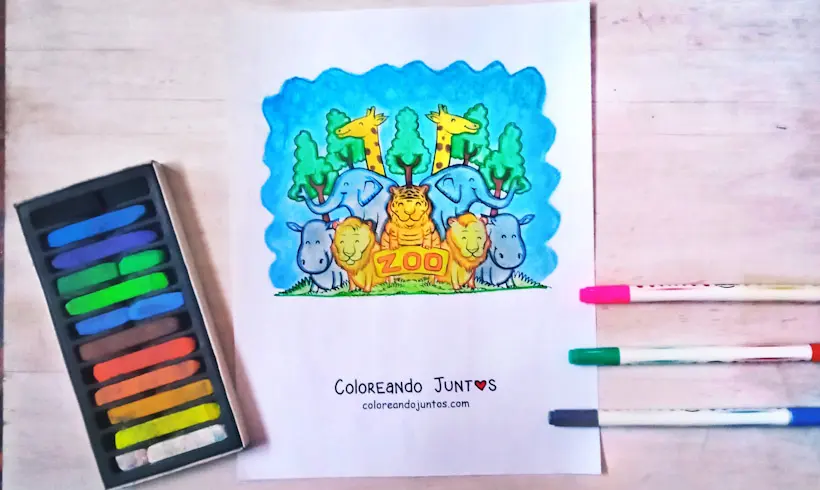 Dessin d'un zoo colorié par Colorions Ensemble
