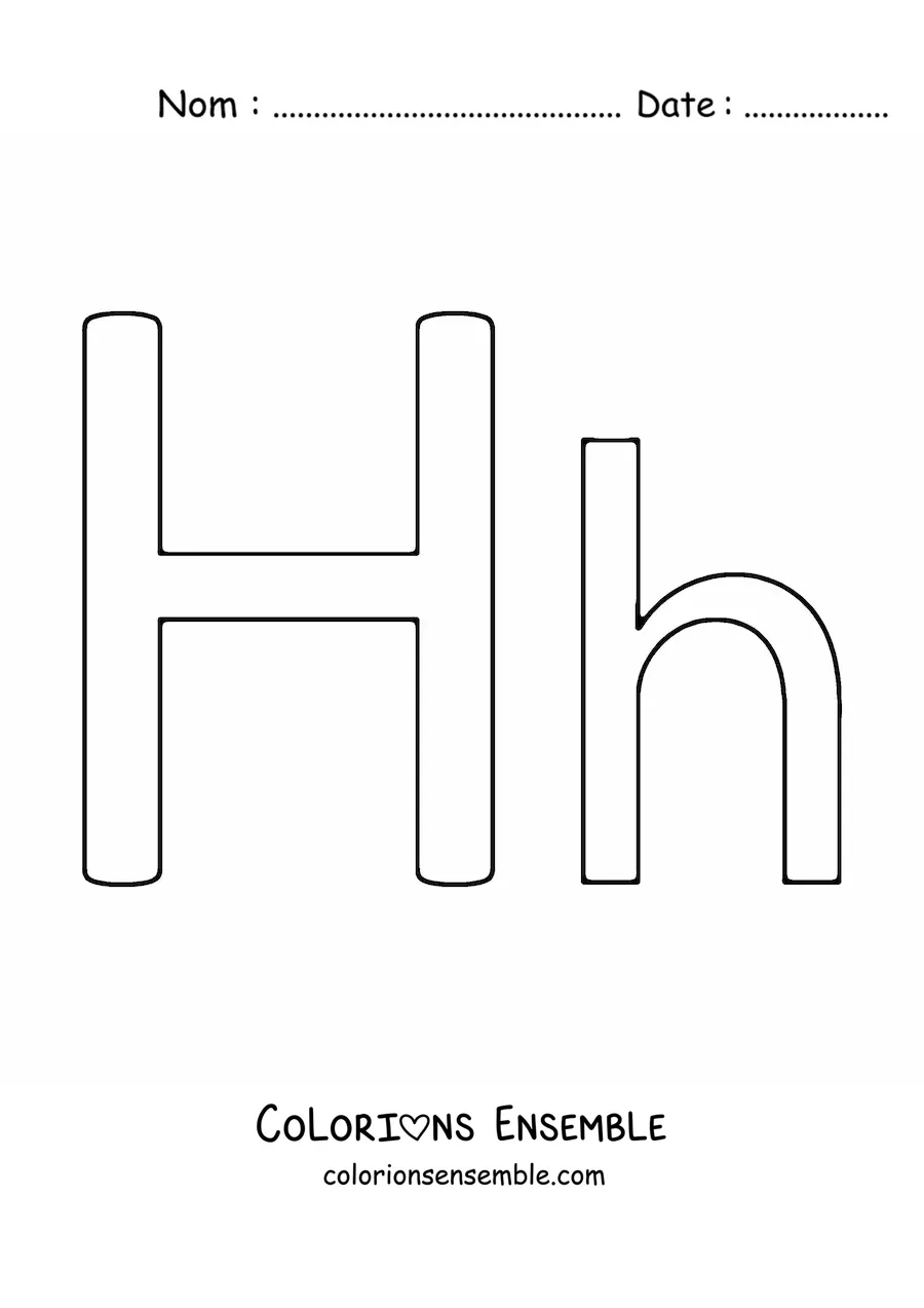 Image à colorier d'une lettre H majuscule et minuscule, facile