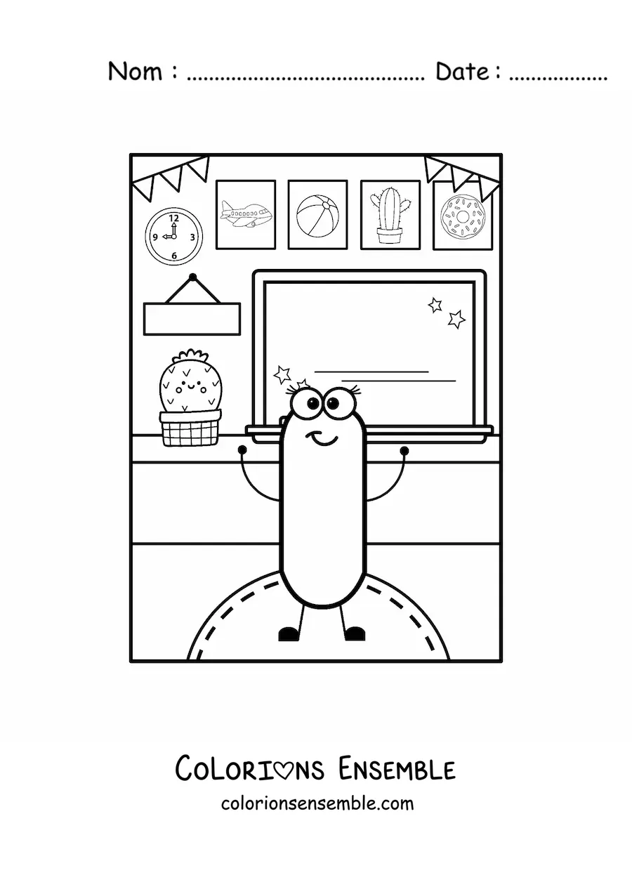 Image à colorier de la lettre I animée à l'école
