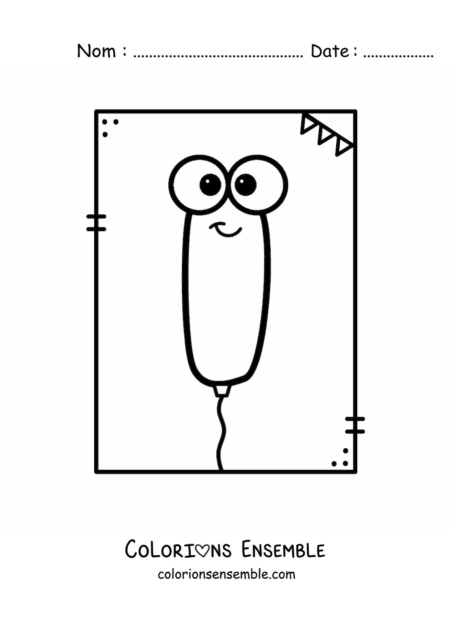 Image à colorier de la lettre I animée en forme de ballon