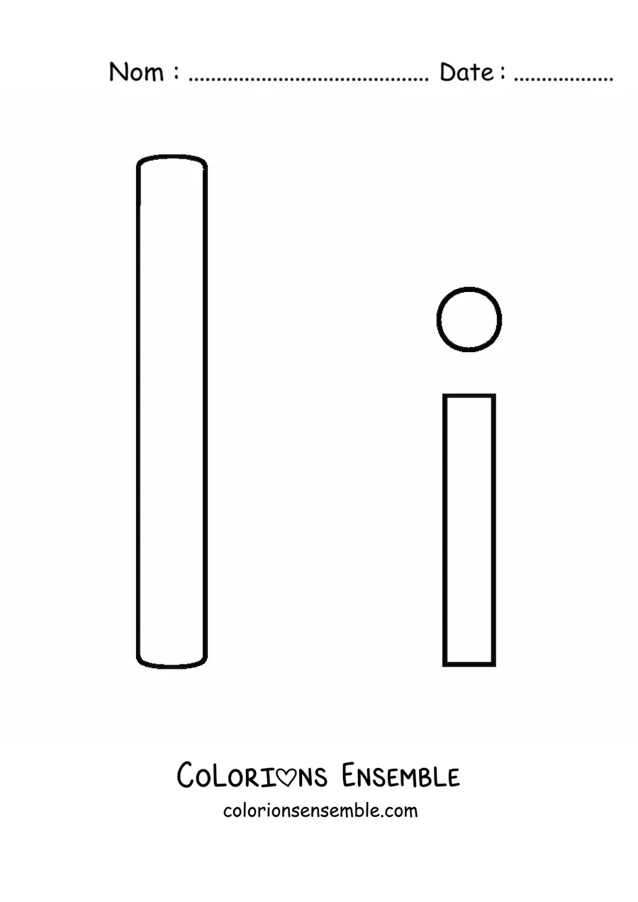 Image à colorier d'une lettre I majuscule et minuscule, facile