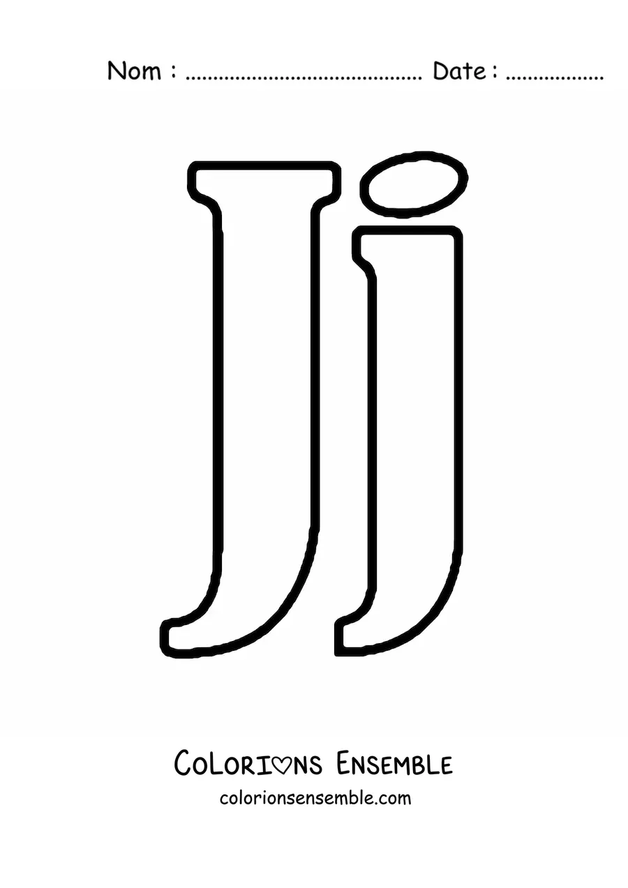 Image à colorier d'une grande lettre J majuscule et minuscule