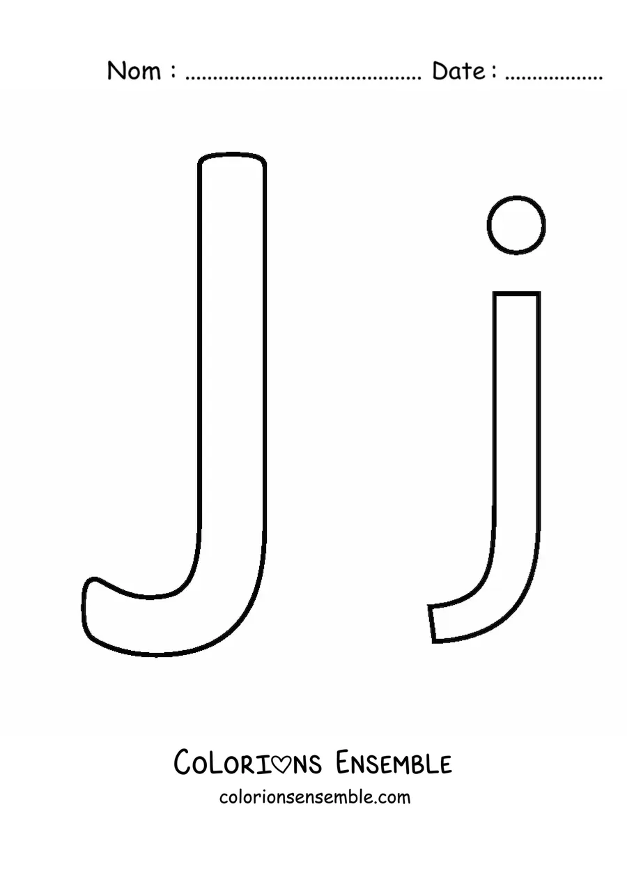Image à colorier d'une lettre J majuscule et minuscule, facile