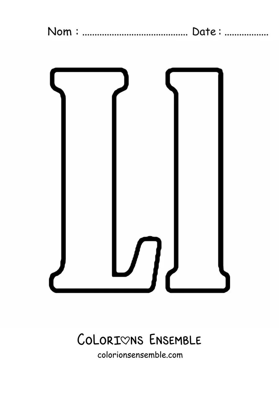 Image à colorier de la lettre L majuscule et minuscule en grand
