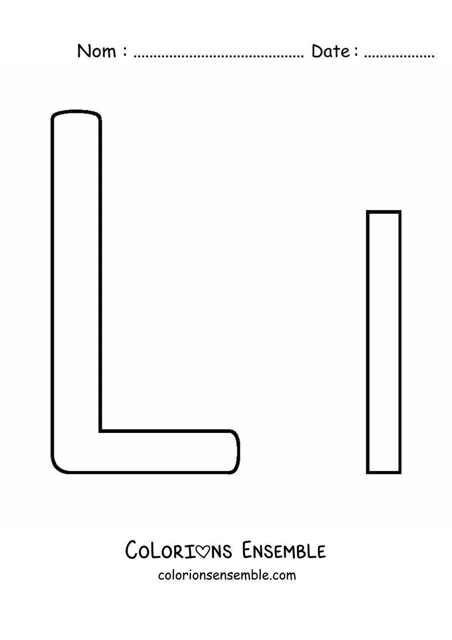 Image à colorier de la lettre L majuscule et minuscule, facile